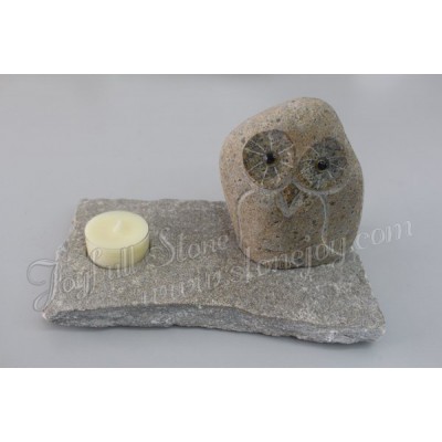 Natural stone owl tealight
