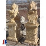 KQ-384, Custom Golden Silvia Marble lion statues