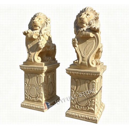 KQ-384, Custom Golden Silvia Marble lion statues