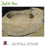 Custom boulder stone dragon bowl