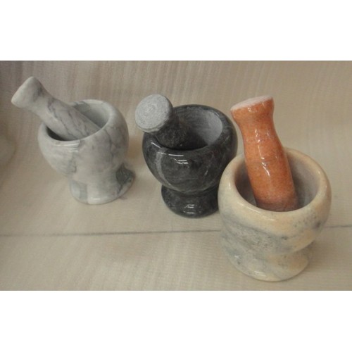 Marble material mortar and pestles