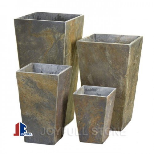 Polished granite tall taper planters