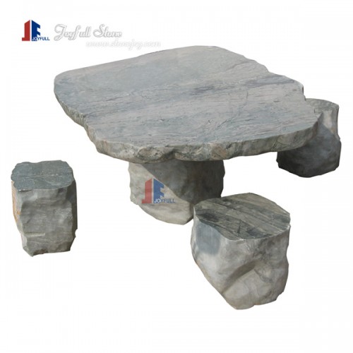 Green marble table set furnitures for garden landscaping