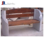 Street furniture stone granite wood teak bench with backrest