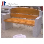 Stone and wood street furniture bench