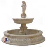 2 tiers outdoor travertine stone marble fountain for sale