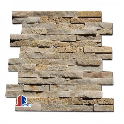 Decorative stacked beige quartzite stone veneers