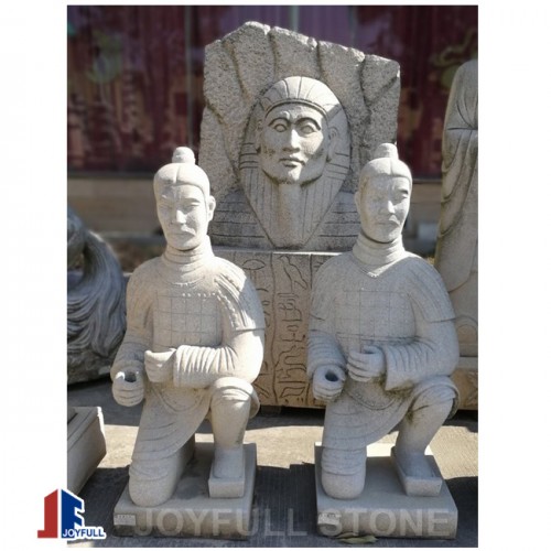 Carved stone warrior statues sculptures Kneeling Archer