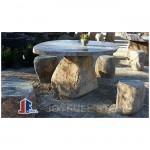 Basalt stone table set for garden and patio