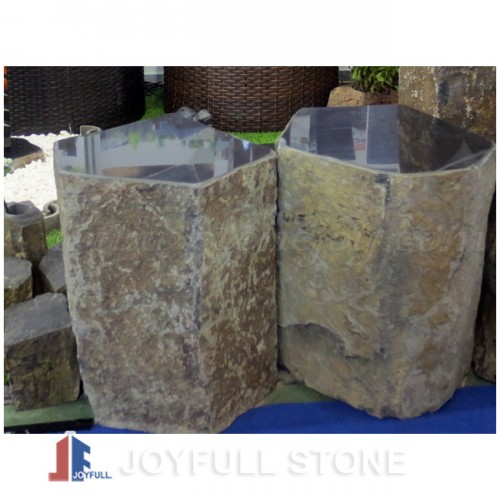 Basalt stone bench table set furnitures