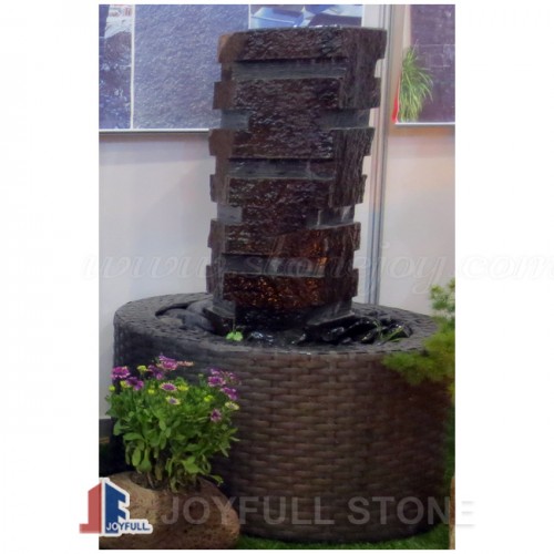 Black basalt column fountain set