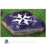 Black basalt compass for garden decoration