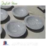Polished grey granite shallow basin
