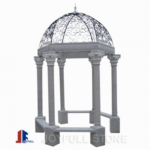 GN-401 Polished grey granite gazebo Corinthian Column style