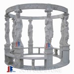 Carved white marble statuary gazebo for garden