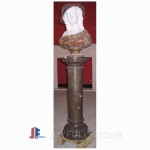 Stone pedestal column and marble bust
