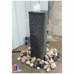 Ribbed stone pillar fountains ripple basalt stone water fountain