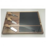 Slate cheese board with knives