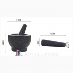 Herb and spice tools stone mortar and pestle polished