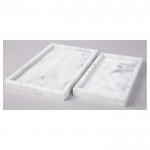 Hot Sale Interior Decorative Elegant Rectangular White Marble Trays Plate Base