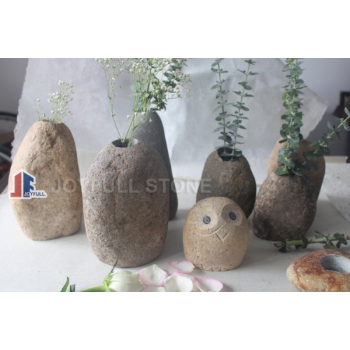 Decorative River stone vase river stone candle holders