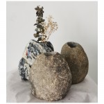 Jarrón de macetero de piedra natural moteado 