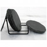 Handmade Stone Slate Drink Coaster Set With Holder