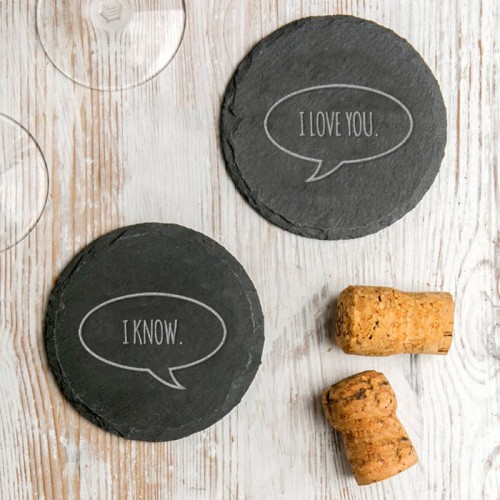 Round Slate Stone Coasters for Drinks With logo
