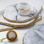 Round Marble storage tray with gold plated metal base
