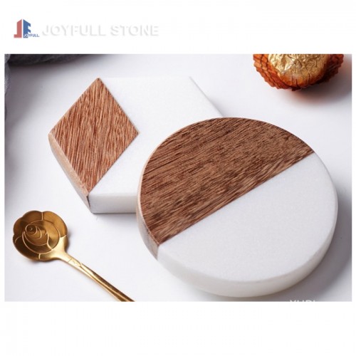 Marble and Acacia wood coasters marble and wood home décor