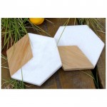 Acacia wood and white marble coasters marble home decoration