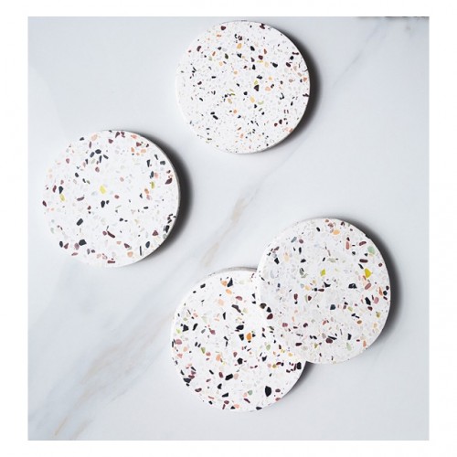 Home Décor Terrazzo Stone Cup Coaster Set