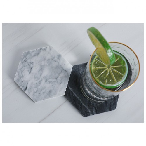 Marble Hexagon Stone Coasters Set for Drink Bar