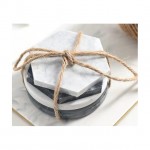 Marble Hexagon Stone Coasters Set for Drink Bar