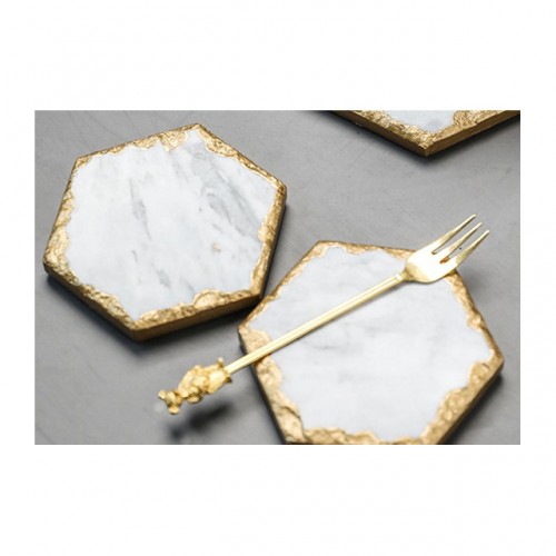 Luxury Marble Drink Coasters with Gold Edge