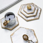 Posavasos de mármol de lujo con borde dorado