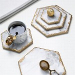 Luxury Marble Drink Coasters with Gold Edge