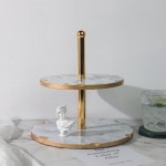 Wedding Gold Edge Marble 2 Tier Cake Stand