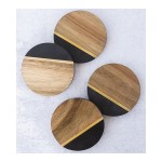 Round slate and wood coasters Eco-firendly stone gifts and crafts