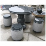 Black granite patio set stone table and bench set