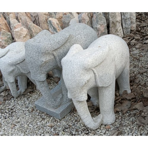 KA-741, escultura de elefante animal de granito gris y gris oscuro