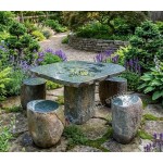 Boulder stone table set stone furniture