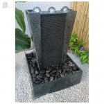 GFC-165,Granite Square Ripple Pillar Fountain with basin