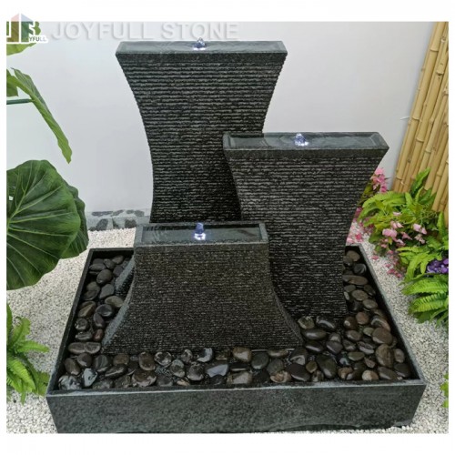 GFC-167,Slate Grey Granite Triple Ripple Fountain