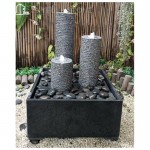 GFC-187,Grey Stone Tripple Pillar Water Fountains