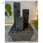 GFC-187,Grey Stone Tripple Pillar Water Fountains