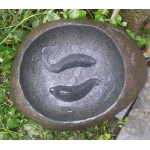 GW-097, Double Koi Natural stone Basins Birdbath