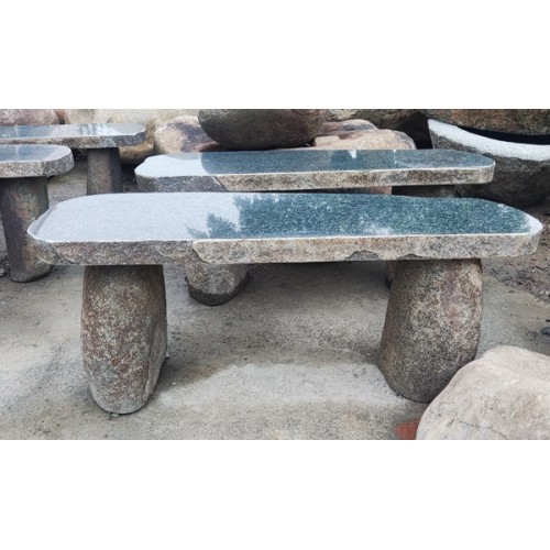 Flat Rustic Boulder Stone Bench