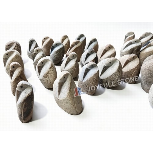 Carved River Stone Migratory Bird Sculptures