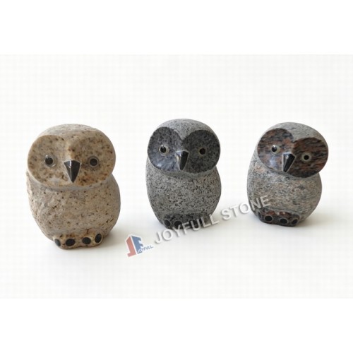 Lovely Granite Owl Sculptures